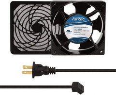 Made in USA - 115 Volts, AC, 80 CFM, Square Tube Axial Fan Kit - 0.18 Amp Rating, 120mm High x 120mm Wide x 38.5mm Deep, Includes Fan, Fan Filter, Fan Cord - Americas Tooling