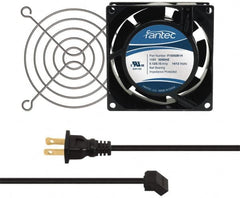 Made in USA - 115 Volts, AC, 31 CFM, Square Tube Axial Fan Kit - 0.18 Amp Rating, 3.15" High x 3" Wide x 38.5mm Deep, Includes Fan, Fan Guard, Fan Cord - Americas Tooling