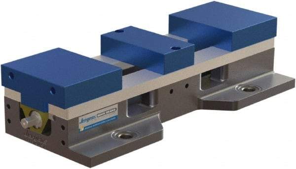 Jergens - 6" Jaw Width, 17-1/2" Max Jaw Opening, Manual Self Centering Vise - 10,100 Max Operating psi, 3-3/4" Stroke Length, 21" OAL x 8" OAW x 4" OAH - Americas Tooling