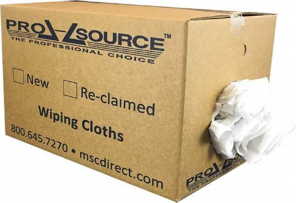 PRO-SOURCE - Cotton Reclaimed Rags - White, Sheeting, Lint Free, 25 Lbs. at 3 to 5 per Pound, Box - Americas Tooling