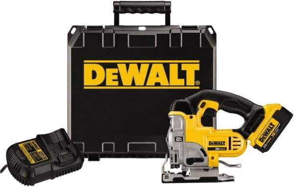 DeWALT - 20 Volt, 3,000 SPM, 1" Stroke Length, Lithium-Ion Cordless Jigsaw - 90° Cutting Angle, Series 20V MAX Battery Included - Americas Tooling