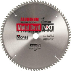 M.K. MORSE - 12" Diam, 1" Arbor Hole Diam, 80 Tooth Wet & Dry Cut Saw Blade - Steel, Standard Round Arbor - Americas Tooling