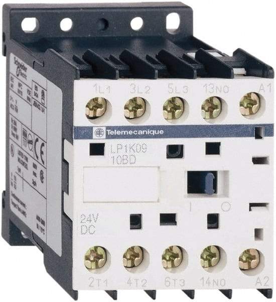 Schneider Electric - 3 Pole, 24 Coil VDC, 16 Amp at 690 VAC, 20 Amp at 440 VAC and 9 Amp at 440 VAC, Nonreversible IEC Contactor - BS 5424, CSA, IEC 60947, NF C 63-110, RoHS Compliant, UL Listed, VDE 0660 - Americas Tooling