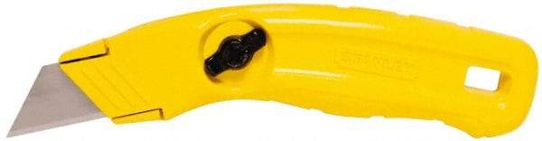 Stanley - Fixed Utility Knife - 2-1/2" Carbon Steel Blade, Yellow Cast Aluminum Handle, 3 Blades Included - Americas Tooling