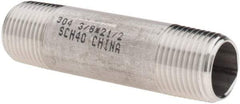 Value Collection - 3/8" Pipe x 2-1/2" Long, Grade 304/304L Stainless Steel Pipe Nipple - Welded & Threaded - Americas Tooling