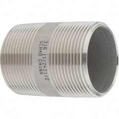 Value Collection - 1-1/2" Pipe x 2-1/2" Long, Grade 316/316L Stainless Steel Pipe Nipple - Welded & Threaded - Americas Tooling