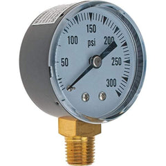 Value Collection - 2" Dial, 1/4 Thread, 0-300 Scale Range, Pressure Gauge - Lower Connection Mount - Americas Tooling