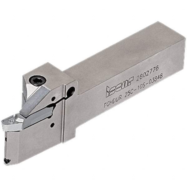 Iscar - FGHDU, External, Right Hand, 22.3mm Max Depth of Cut, Indexable Grooving Tool Holder - FGPAM Insert Compatibility, 25mm Shank Height, 25mm Shank Width, 150mm OAL, Through Coolant - Americas Tooling