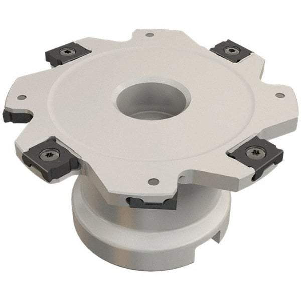 Iscar - Shell Mount A Connection, 0.118" Cutting Width, 14.5mm Depth of Cut, 63mm Cutter Diam, 16mm Hole Diam, 8 Tooth Indexable Slotting Cutter - FDN-LN08 Toolholder, LNET Insert, Right Hand Cutting Direction - Americas Tooling