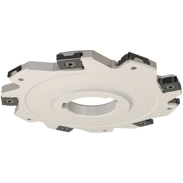 Iscar - Arbor Hole Connection, 0.197" Cutting Width, 14.8mm Depth of Cut, 63mm Cutter Diam, 22mm Hole Diam, 8 Tooth Indexable Slotting Cutter - SDN Toolholder, LNET Insert, Right Hand Cutting Direction - Americas Tooling