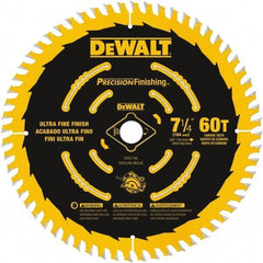 DeWALT - 7-1/4" Diam, 5/8" Arbor Hole Diam, 60 Tooth Wet & Dry Cut Saw Blade - Carbide-Tipped, Diamond Arbor - Americas Tooling