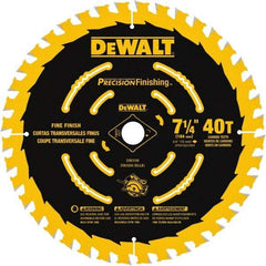 DeWALT - 7-1/4" Diam, 5/8" Arbor Hole Diam, 40 Tooth Wet & Dry Cut Saw Blade - Carbide-Tipped, Diamond Arbor - Americas Tooling