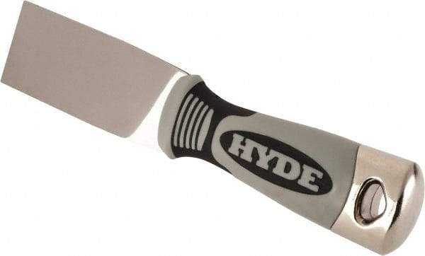 Hyde Tools - 1-1/2" Wide Stainless Steel Putty Knife - Stiff, Cushioned Grip Handle - Americas Tooling