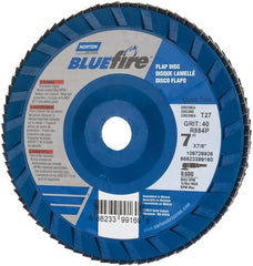 Norton - 7" 40 Grit 7/8" Center Hole Type 27 Zirconia Alumina Flap Disc - Exact Industrial Supply