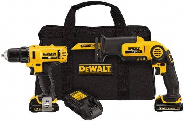 DeWALT - 12 Volt Cordless Tool Combination Kit - Includes 3/8" Drill/Driver & Pivot Reciprocating Saw, Lithium-Ion Battery Included - Americas Tooling