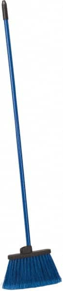 PRO-SOURCE - 12" Wide, Blue Polypropylene Bristles, 46-1/2" Vinyl-Coated Metal Handle, Angled Broom - Flagged - Americas Tooling