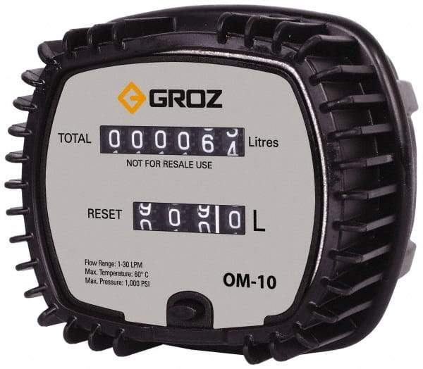 PRO-LUBE - 1/2" NPT Port Mechanical Oil Flowmeter - 1000 Max psi, 0.3 to 8 GPM, Aluminum - Americas Tooling