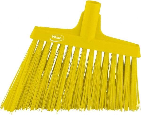 Vikan - 9-1/2" Wide, Yellow Synthetic Bristles, Angled Broom - Americas Tooling