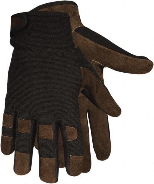 MCR Safety - Size 2XL Cowhide General Protection Work Gloves - For General Purpose, Uncoated, Hook & Loop Cuff, Brown/Black, Paired - Americas Tooling