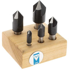 Import - 5 Piece, 1/4 to 3/4" Head Diam, 82° Included Angle, Single End Countersink Set - Americas Tooling