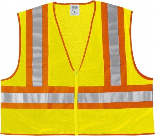 MCR Safety - Size M High Visibility Lime Mesh General Purpose Vest - 24" Chest, ANSI 107-2015, Zipper Closure, 2 Pockets, Polyester - Americas Tooling