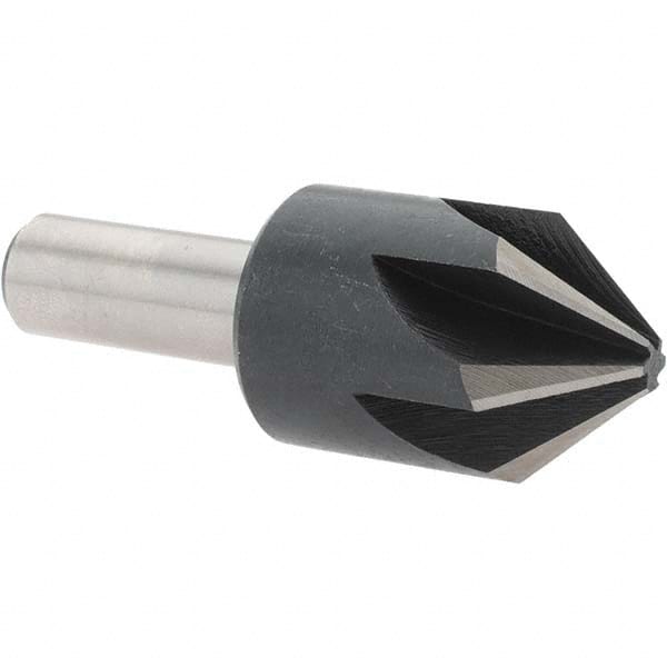 Value Collection - 1" Head Diam, 1/2" Shank Diam, 6 Flute 82° High Speed Steel Countersink - Americas Tooling