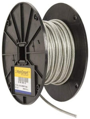 Value Collection - 3/16" x 3/32" Diam, Aircraft Cable - 920 Lb Breaking Strength, 7 x 7 Strand Core, Vinyl Coating - Americas Tooling