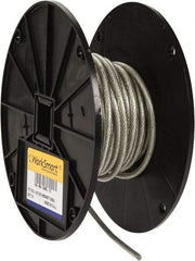 Value Collection - 3/16" x 3/32" Diam, Aircraft Cable - 920 Lb Breaking Strength, 7 x 7 Strand Core, Vinyl Coating - Americas Tooling