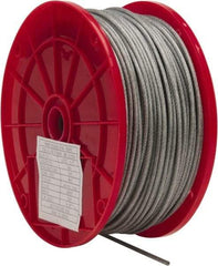 Value Collection - 1/8" x 3/32" Diam, Aircraft Cable - 920 Lb Breaking Strength, 7 x 7 Strand Core, Vinyl Coating - Americas Tooling