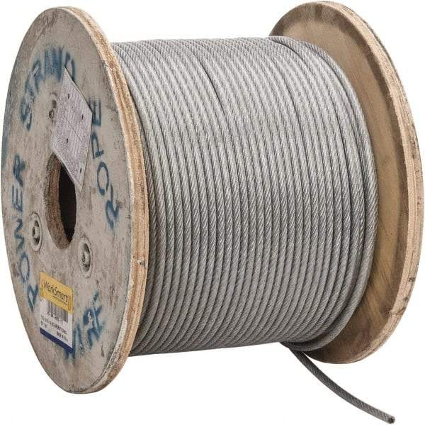 Value Collection - 1/4" x 3/16" Diam, Aircraft Cable - 4,200 Lb Breaking Strength, 7 x 19 Strand Core, Vinyl Coating - Americas Tooling