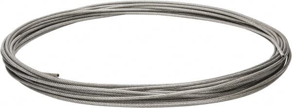 Value Collection - 1/4" x 3/16" Diam, Aircraft Cable - 4,200 Lb Breaking Strength, 7 x 19 Strand Core, Vinyl Coating - Americas Tooling