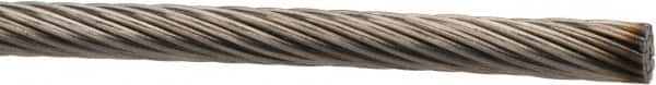 Value Collection - 1/4" Diam, Aircraft Cable - 8,200 Lb Breaking Strength, 1 x 19 Single Strand - Americas Tooling