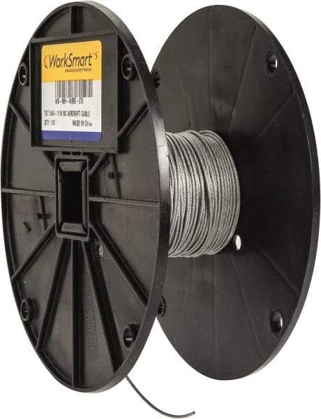 Value Collection - 1/16" x 3/64" Diam, Aircraft Cable - 270 Lb Breaking Strength, 7 x 7 Strand Core, Nylon Coating - Americas Tooling