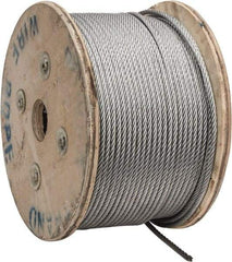 Value Collection - 1/4" Diam, Galvanized Steel Wire Rope - 7,000 Lb Breaking Strength, 7 x 19 Strand Core - Americas Tooling