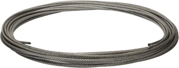 Value Collection - 1/4" Diam, Galvanized Steel Wire Rope - 7,000 Lb Breaking Strength, 7 x 19 Strand Core - Americas Tooling