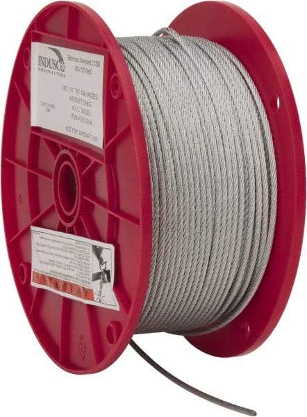 Value Collection - 1/8" Diam, Aircraft Cable - 1,700 Lb Breaking Strength, 7 x 7 Strand Core - Americas Tooling