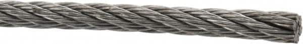 Value Collection - 1/4" Diam, Aircraft Cable - 6,100 Lb Breaking Strength, 7 x 7 Strand Core - Americas Tooling