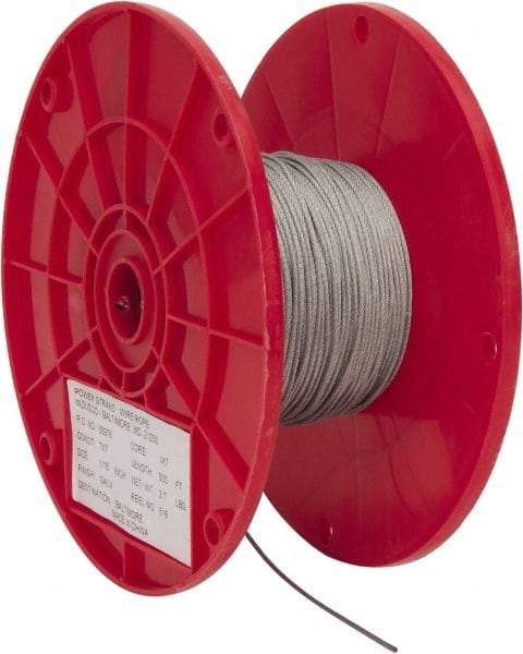 Value Collection - 1/16" Diam, Aircraft Cable - 480 Lb Breaking Strength, 7 x 7 Strand Core - Americas Tooling