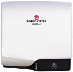 World Dryer - 950 Watt White Finish Electric Hand Dryer - 115/208/230 Volts, 8.3/3.7/4.1 Amps, 11-1/2" Wide x 10-11/16" High x 4" Deep - Americas Tooling