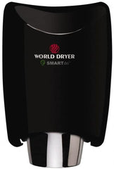 World Dryer - 1250 Watt Black Finish Electric Hand Dryer - 208/230 Volts, 1.8-5.2 Amps, 9-21/64" Wide x 12-1/2" High x 7-5/8" Deep - Americas Tooling