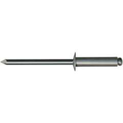 Blind Rivets; Rivet Type: Open End; Head Type: Button; Head Diameter: 0.3120 in; Size Code: 56; Minimum Grip: 0.251 in; Rivet Material: Aluminum; Mandrel Material: Aluminum; Maximum Grip: 0.375 in; Minimum Grip (Decimal Inch): 0.2510; Minimum Hole Diamete