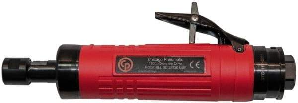 Chicago Pneumatic - 1/4" Collet, Straight Handle, Straight Air Die Grinder - 24,000 RPM, Rear Exhaust, 31.79 CFM, 0.8 hp, 6.21 bar, 3/8 BSP - Americas Tooling