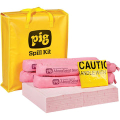 Spill Kits; Kit Type: Chemical & Hazardous Material; Container Type: Bag; Absorption Capacity: 9.0 gal; Color: Hi-Vis Yellow; Portable: Yes; Includes: 4 - Ext. Dia. 3 in x 46 in L Pig Hazmat Chemical Absorbent Sock 28 - 15 in W x 20 in L Pig Hazmat Chemic