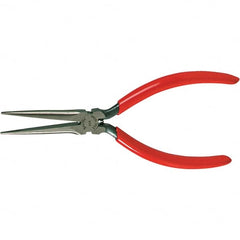 Xcelite - 1-11/16" OAL, 1-23/32" Jaw Length x 15/32" Jaw Width, Long Needle Nose Pliers - Serrated Jaw, Heavy Duty Plastic Dipped Handle - Americas Tooling