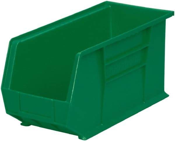 Akro-Mils - 60 Lb. Load Capacity, 18" Deep, Green Polymer Hopper Stacking Bin - 9" High x 8-1/4" Wide x 18" Long - Americas Tooling