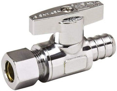 Value Collection - PEX 1/2 Inlet, 125 Max psi, Chrome Finish, Brass Water Supply Stop Valve - 3/8 Compression Outlet, Straight, Chrome Handle, For Use with Any Water Supply Shut Off Application - Americas Tooling