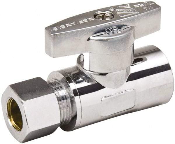 Value Collection - Sweat 1/2 Inlet, 125 Max psi, Chrome Finish, Brass Water Supply Stop Valve - 3/8 Compression Outlet, Straight, Chrome Handle, For Use with Any Water Supply Shut Off Application - Americas Tooling