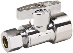 Value Collection - FIP 1/2 Inlet, 125 Max psi, Chrome Finish, Brass Water Supply Stop Valve - 3/8 Compression Outlet, Straight, Chrome Handle, For Use with Any Water Supply Shut Off Application - Americas Tooling