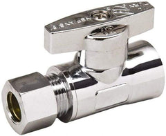 Value Collection - FIP 3/8 Inlet, 125 Max psi, Chrome Finish, Brass Water Supply Stop Valve - 3/8 Compression Outlet, Straight, Chrome Handle, For Use with Any Water Supply Shut Off Application - Americas Tooling