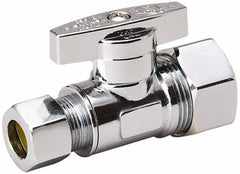 Value Collection - Compression 5/8 Inlet, 125 Max psi, Chrome Finish, Brass Water Supply Stop Valve - 3/8 Compression Outlet, Straight, Chrome Handle, For Use with Any Water Supply Shut Off Application - Americas Tooling